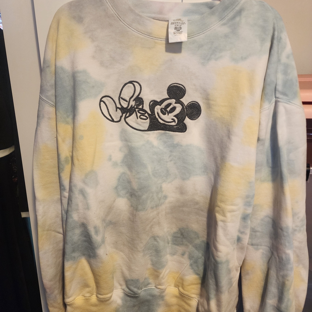 Mickey Mouse Tie-Dye Crewneck Sweatshirt - Blue, Yellow, White